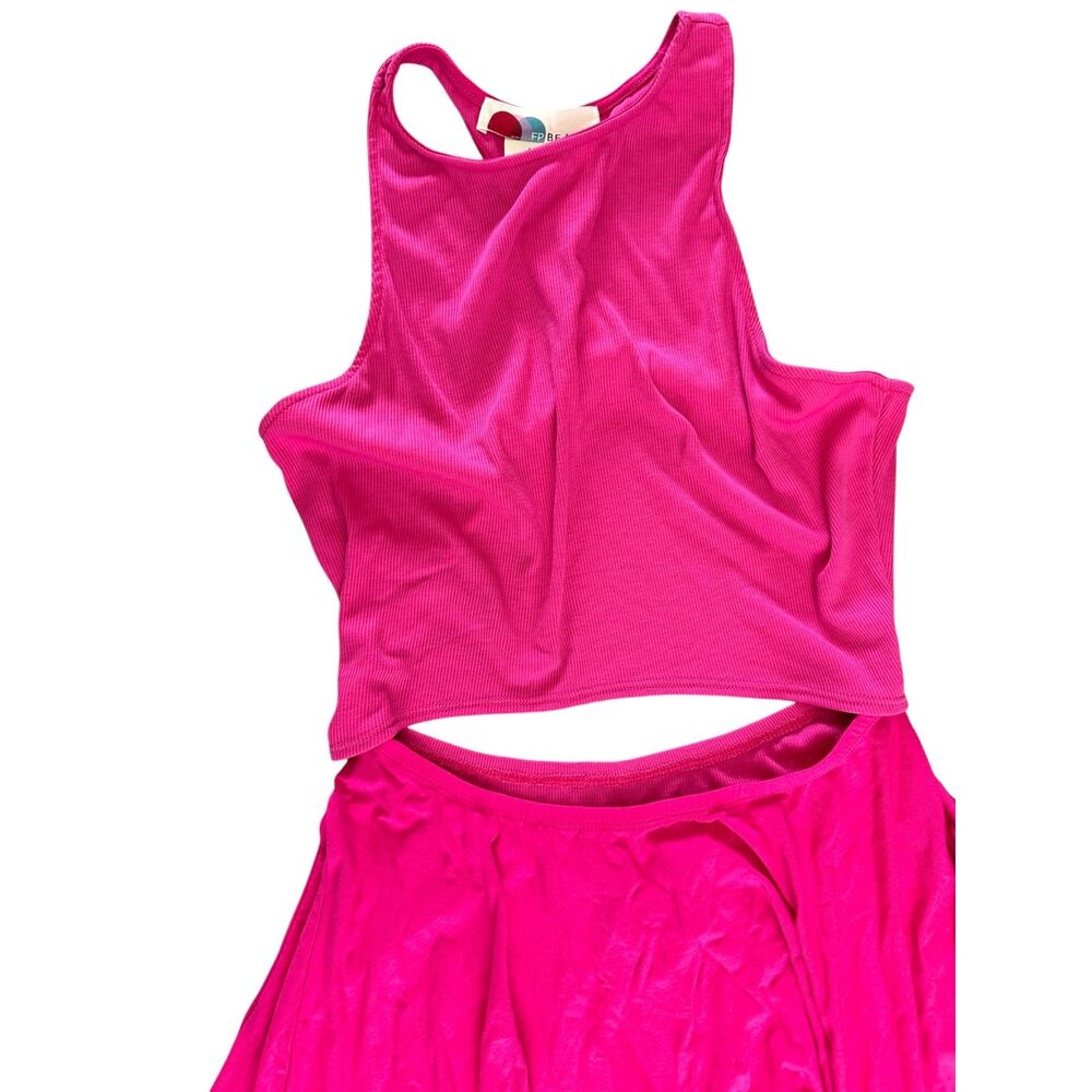 Free People FP Beach Bethany Midi Dress Pink Cutout Racerback Asymmetrical Sz M - Picture 8 of 11